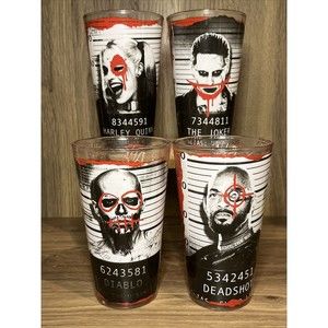 Suicide squad drinking glasses. Set of 4.